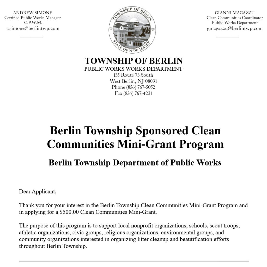 Clean Communities Mini Grant Application