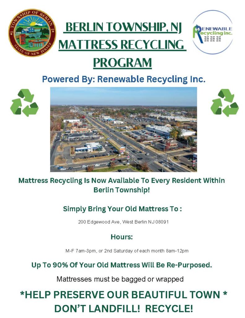 Berlin Township NJ Mattress Recycling Program Flyer
